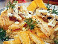 Судак в белом вине