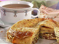 Пирог блинчатый с мясом и рисом